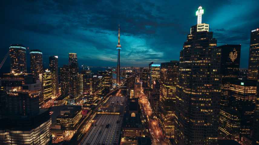 photo of toronto cityscape at night