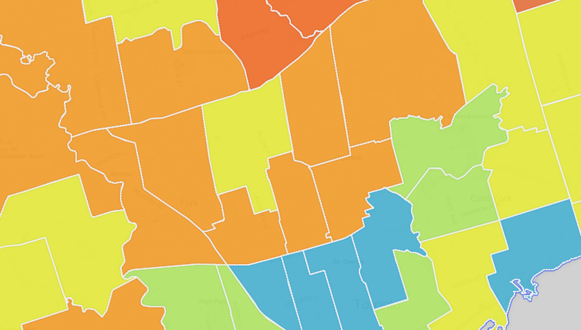 Toronto Real Estate Prices August 2016 – Composite Map